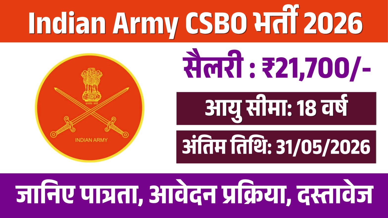 Indian Army CSBO Recruitment 2026