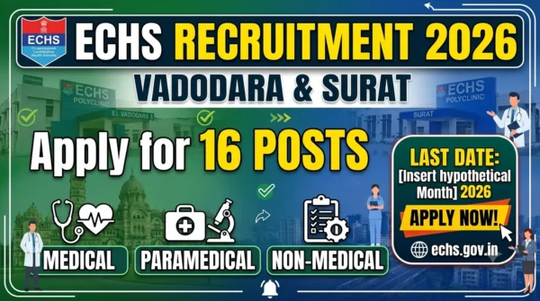 ECHS Vadodara & Surat Recruitment 2026 Apply for 16 Medical, Paramedical & Non-Medical Posts